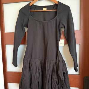 Free People Charcoal Long Sleeve Top